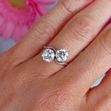 Ellibelle Jewellery Art Deco 2.50 Carat Diamond & Platinum Two-Stone Crossover Engagement Ring