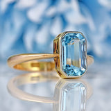 Ellibelle Jewellery Art Deco Aquamarine 9ct Gold Solitaire Bezel Ring