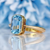 Ellibelle Jewellery Art Deco Aquamarine 9ct Gold Solitaire Bezel Ring