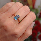 Ellibelle Jewellery Art Deco Aquamarine 9ct Gold Solitaire Bezel Ring