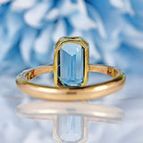 Ellibelle Jewellery Art Deco Aquamarine 9ct Gold Solitaire Bezel Ring
