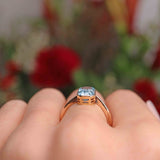 Ellibelle Jewellery Art Deco Aquamarine 9ct Gold Solitaire Bezel Ring