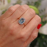 Ellibelle Jewellery Art Deco Aquamarine & Diamond 18ct Gold Platinum Cluster Ring