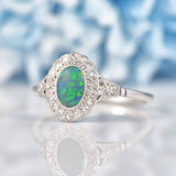 Ellibelle Jewellery Art Deco Black Opal & Diamond Engagement Ring