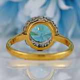 Ellibelle Jewellery Art Deco Blue Zircon & Diamond 18ct Gold Platinum Cluster Engagement Ring