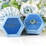 Ellibelle Jewellery Art Deco Blue Zircon & Diamond 18ct Gold Platinum Cluster Engagement Ring