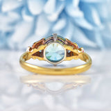 Ellibelle Jewellery Art Deco Blue Zircon & Diamond 18ct Gold Platinum Ring