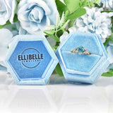 Ellibelle Jewellery Art Deco Blue Zircon & Diamond 18ct Gold Platinum Ring