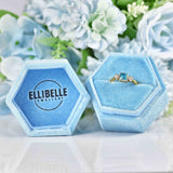 Ellibelle Jewellery Art Deco Blue Zircon & Diamond 18ct Gold Trilogy Ring