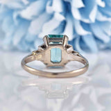 Ellibelle Jewellery Art Deco Blue Zircon & Diamond 18ct White Gold Ring