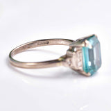 Ellibelle Jewellery Art Deco Blue Zircon & Diamond 18ct White Gold Ring