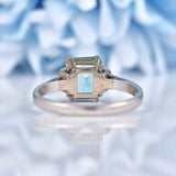 Ellibelle Jewellery Art Deco Blue Zircon & Diamond Platinum Ring