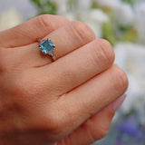 Ellibelle Jewellery Art Deco Blue Zircon & Diamond Platinum Ring