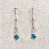 Ellibelle Jewellery Art Deco Blue Zircon & Diamond White Gold Drop Earrings