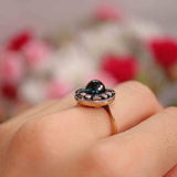 Ellibelle Jewellery Art Deco Cabochon Sapphire & Diamond 18ct Gold Platinum Target Ring