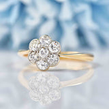 Ellibelle Jewellery Art Deco Diamond 18ct Gold & Platinum Daisy Cluster Ring (0.50cts)