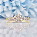 Ellibelle Jewellery Art Deco Diamond 18ct Gold & Platinum Daisy Ring