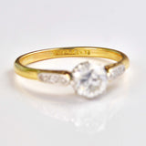 Ellibelle Jewellery Art Deco Diamond 18ct Gold Platinum Solitaire Engagement Ring (0.90cts)