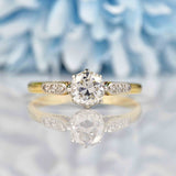Ellibelle Jewellery Art Deco Diamond 18ct Gold Platinum Solitaire Engagement Ring (0.90cts)