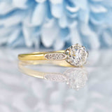 Ellibelle Jewellery Art Deco Diamond 18ct Gold Platinum Solitaire Engagement Ring (0.90cts)