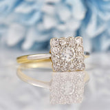 Ellibelle Jewellery Art Deco Diamond 18ct Gold & Platinum Square Cluster Ring (0.60cts)