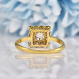 Ellibelle Jewellery Art Deco Diamond 18ct Gold & Platinum Square Cluster Ring (0.60cts)