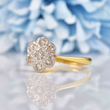 Ellibelle Jewellery Art Deco Diamond 18ct Gold Platinum Star-Set Daisy Ring