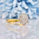 Ellibelle Jewellery Art Deco Diamond 18ct Gold Platinum Star-Set Daisy Ring