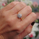 Ellibelle Jewellery Art Deco Diamond 18ct Gold Platinum Star-Set Daisy Ring