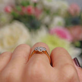 Ellibelle Jewellery Art Deco Diamond 18ct Gold Platinum Star-Set Daisy Ring