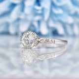 Ellibelle Jewellery Art Deco Diamond 18ct White Gold Solitaire Engagement Ring (1.11ct)