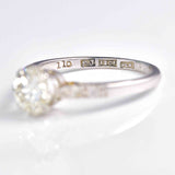 Ellibelle Jewellery Art Deco Diamond 18ct White Gold Solitaire Engagement Ring (1.11ct)