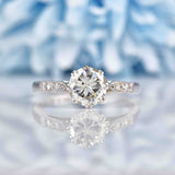 Ellibelle Jewellery Art Deco Diamond 18ct White Gold Solitaire Engagement Ring (1.11ct)
