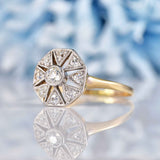 Ellibelle Jewellery Art Deco Diamond Geometric Starburst Panel Ring