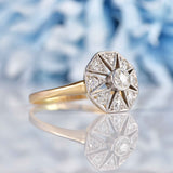 Ellibelle Jewellery Art Deco Diamond Geometric Starburst Panel Ring