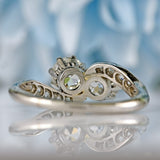 Ellibelle Jewellery Art Deco Diamond Platinum Toi et Moi Crossover Engagement Ring