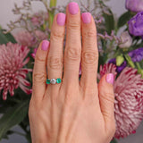 Ellibelle Jewellery Art Deco Emerald & Diamond Three-Stone Engagement Ring