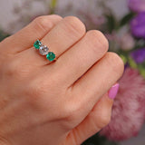 Ellibelle Jewellery Art Deco Emerald & Diamond Three-Stone Engagement Ring