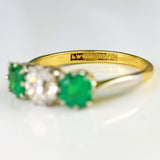 Ellibelle Jewellery Art Deco Emerald & Diamond Three-Stone Engagement Ring