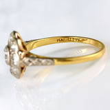 Ellibelle Jewellery Art Deco Old European Cut Diamond 18ct Gold & Platinum Daisy Cluster Ring