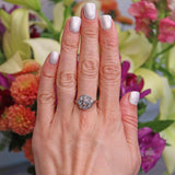 Ellibelle Jewellery Art Deco Old European Cut Diamond 18ct Gold & Platinum Daisy Cluster Ring
