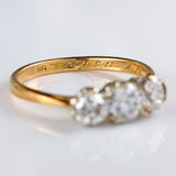 Ellibelle Jewellery Art Deco Old European-Cut Diamond 18ct Gold Three-Stone Engagement Ring (1.20cts)