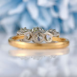 Ellibelle Jewellery Art Deco Old European-Cut Diamond 18ct Gold Three-Stone Engagement Ring (1.20cts)