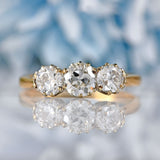 Ellibelle Jewellery Art Deco Old European-Cut Diamond 18ct Gold Three-Stone Engagement Ring (1.20cts)
