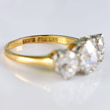 Ellibelle Jewellery Art Deco Old European-Cut Diamond 18ct Gold Three-Stone Engagement Ring (2.87cts)