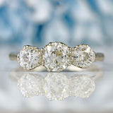 Ellibelle Jewellery Art Deco Old European-Cut Diamond Platinum Three-Stone Engagement Ring (1.25ct)