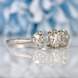 Ellibelle Jewellery Art Deco Old European-Cut Diamond Platinum Three-Stone Engagement Ring (1.70ct)