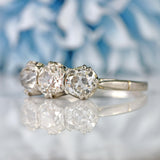 Ellibelle Jewellery Art Deco Old European-Cut Diamond Platinum Three-Stone Engagement Ring (1.70ct)