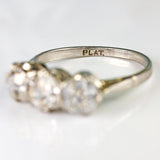 Ellibelle Jewellery Art Deco Old European-Cut Diamond Platinum Three-Stone Engagement Ring (1.70ct)