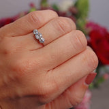 Ellibelle Jewellery Art Deco Old European Cut Diamond Three-Stone Platinum Ring (0.90cts)